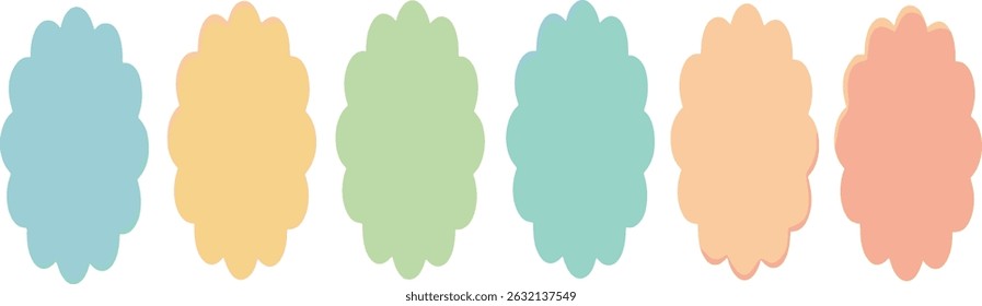 Abstract shape stickers. Vector frame elements set. Label design form graphic kit