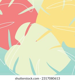 abstract shape summer background, with leaf icon. vector for banners, posters, social media, web, greeting cards.