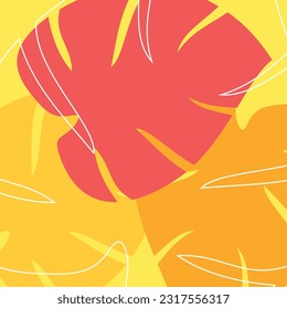 abstract shape summer background, with leaf icon. vector for banners, posters, social media, web, greeting cards.