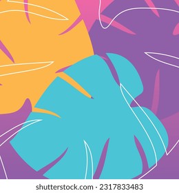 abstract shape summer background, with leaf icon. vector for banners, posters, social media, web, greeting cards.