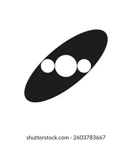 Abstract shape symbol. Black oval graphic. Minimalistic vector design. Dynamic circles pattern.