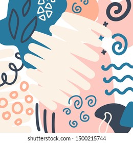 Abstract shape template in terrazzo trendy style. Creative design for brochure, book cover, social media, marketing, banner and flyer. Geometric minimal concept. Vector illustration