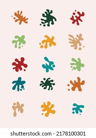 Resumen de la forma de los iconos de la colección de doodle de moda en el fondo aislado. colección de estilo de arte vector plano dibujado a mano. varios colores modernista modernidad tempet. Adecuado para imprimir portadas web, medios sociales