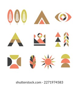 Abstract shape universal icon element poster, bohemian, camping, nature, sticker clip art decorative pattern fun colorful