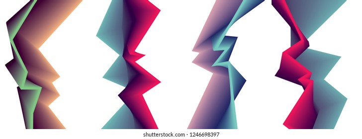 Abstract shape vector backgrounds set. Sharp cornered artistic colorful gradient.