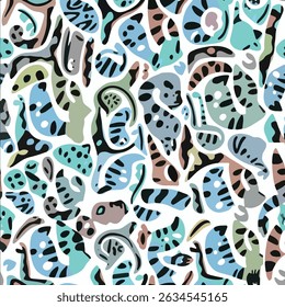 abstract shape vector design pattern, soft and bright colors, for summer ideas, print on textile fabric or background.