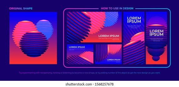 Abstract shape in vector on a minimal background with how to use the shape in various templates. A design pack.  