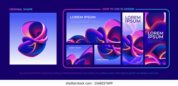 Abstract shape in vector on a minimal background with how to use the shape in various templates. A design pack.  