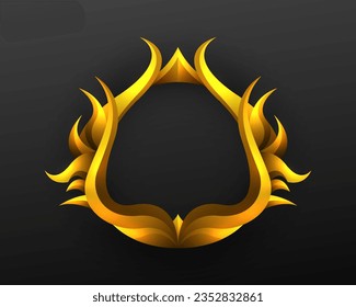 Forma abstracta estilo vintage elegante marco de borde dorado sobre fondo negro