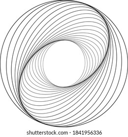 Abstract shape with vortex, rotation effect inwards