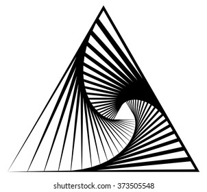 Abstract shape with vortex, rotation effect inwards