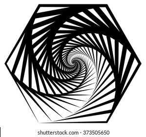 Abstract shape with vortex, rotation effect inwards