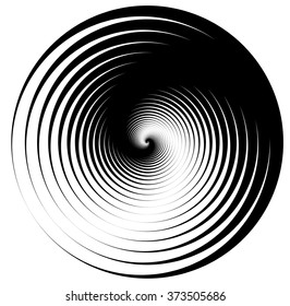 Abstract shape with vortex, rotation effect inwards