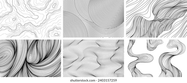 Resumen de la colección de fondo de pantalla. Fondo de la ilustración de línea. Composición de estilo de pintura con tinta para conjunto de decoración.