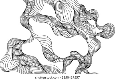 Abstract shape wallpaper. Hand drawn line illustration background. Ink painting style composition for decoration.