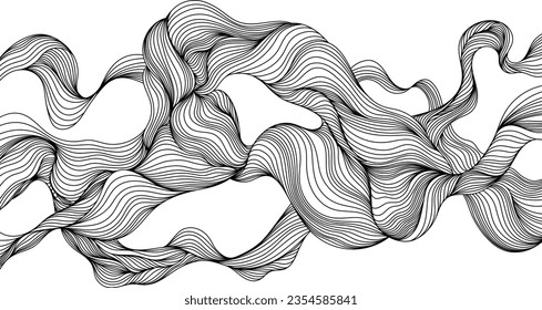  Abstract shape wallpaper. Hand drawn line illustration background. Ink painting style composition for decoration.