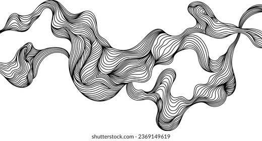 Abstract shape wallpaper. Hand drawn line illustration background. Ink painting style composition for decoration.