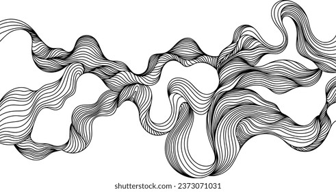 Abstract shape wallpaper. Hand drawn line illustration background. Ink painting style composition for decoration.