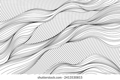 Abstract shape wallpaper. Hand drawn line illustration background. Ink painting style composition for decoration.