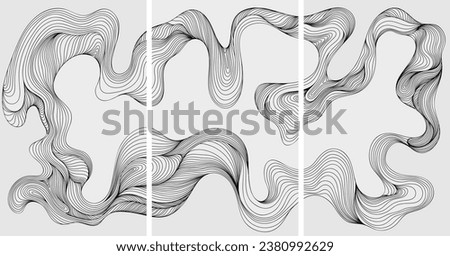 Abstract shape wallpaper. Hand drawn line illustration background. Ink painting style composition for decoration.