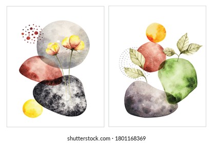 Abstract shape water color illustration