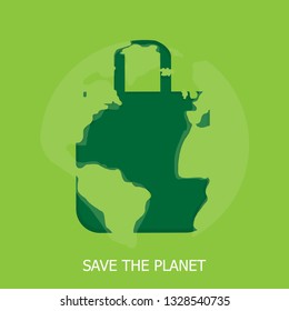 Abstract shape the world map and a cloth bag. Concept save the planet.