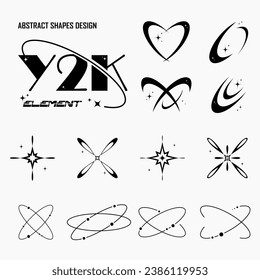 Abstract shape y2k element design, Vector set of geometric brutalism for logo, posters, banners, stickers, fashion design