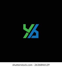 Abstract shape YB minimal Logo design element.