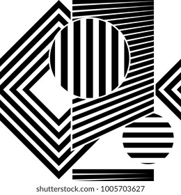 Abstract shape zebra lines geometric black and white. Seamless vector illustration.