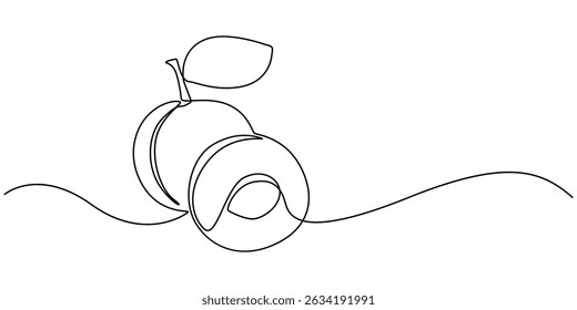 Abstract shaped apricot. single line apricot icon, drawn by a solid dark line an apricot and a half minimal concept of abstract orange and brown spots on a white background, apricot pro.