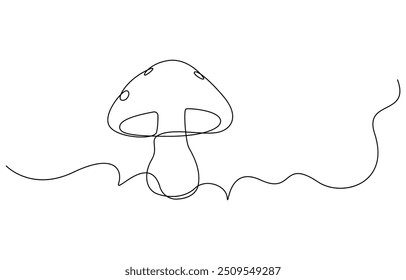 Abstract shaped bell mushroom. single line bell mushroom icon, Magic mushrooms illustration. One line hand drawn mushroom outline vector illustration, One line hand drawn mushroom outline vector