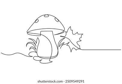 Abstract shaped bell mushroom. single line bell mushroom icon, Magic mushrooms illustration. One line hand drawn mushroom outline vector illustration, One line hand drawn mushroom outline vector