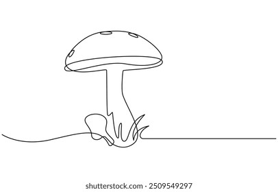 Abstract shaped bell mushroom. single line bell mushroom icon, Magic mushrooms illustration. One line hand drawn mushroom outline vector illustration, One line hand drawn mushroom outline vector