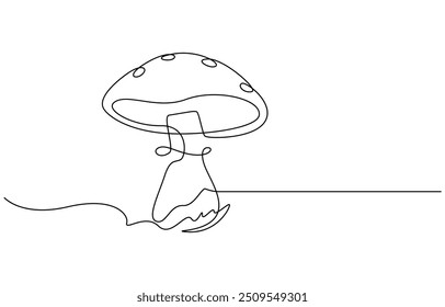 Abstract shaped bell mushroom. single line bell mushroom icon, Magic mushrooms illustration. One line hand drawn mushroom outline vector illustration, One line hand drawn mushroom outline vector