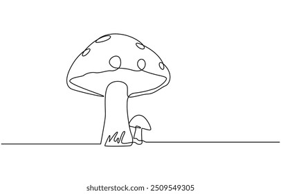 Abstract shaped bell mushroom. single line bell mushroom icon, Magic mushrooms illustration. One line hand drawn mushroom outline vector illustration, One line hand drawn mushroom outline vector