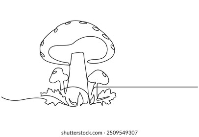 Abstract shaped bell mushroom. single line bell mushroom icon, Magic mushrooms illustration. One line hand drawn mushroom outline vector illustration, One line hand drawn mushroom outline vector