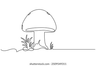 Abstract shaped bell mushroom. single line bell mushroom icon, Magic mushrooms illustration. One line hand drawn mushroom outline vector illustration, One line hand drawn mushroom outline vector