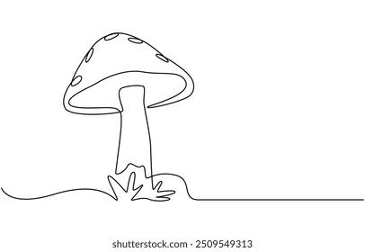 Abstract shaped bell mushroom. single line bell mushroom icon, Magic mushrooms illustration. One line hand drawn mushroom outline vector illustration, One line hand drawn mushroom outline vector