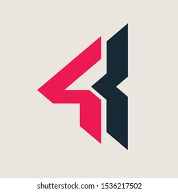 Abstract shaped futuristic design of 4k logo isolated in light background which can be used for sticker, screen technology product logo or other marketing materials