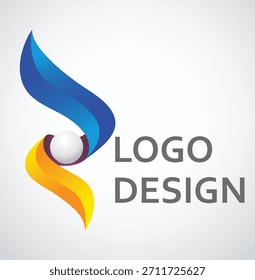 Logotipo abstrato com cores de gradiente e esfera central