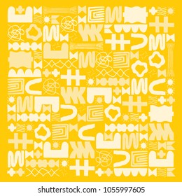 abstract shaped pattern over yellow background