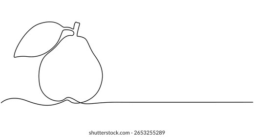 Abstrato em forma de pera. ícone de pera de linha única, Pear ilustração de linha de vetor mínima. Ilustração de desenho de lineart único, Um desenho de linha única de uma pera. Linha contínua ícone de ação de graças em cores