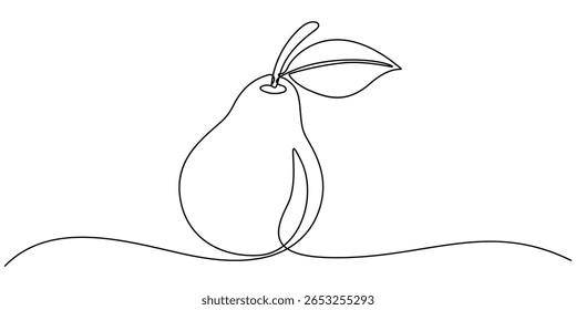 Abstrato em forma de pera. ícone de pera de linha única, Pear ilustração de linha de vetor mínima. Ilustração de desenho de lineart único, Um desenho de linha única de uma pera. Linha contínua ícone de ação de graças em cores