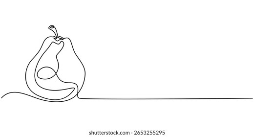 Abstrato em forma de pera. ícone de pera de linha única, Pear ilustração de linha de vetor mínima. Ilustração de desenho de lineart único, Um desenho de linha única de uma pera. Linha contínua ícone de ação de graças em cores
