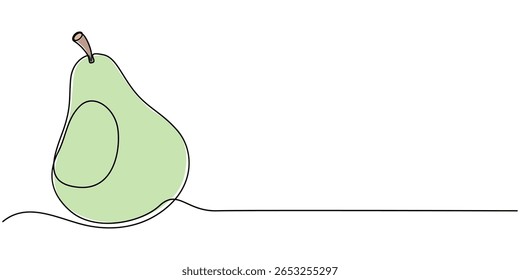Abstrato em forma de pera. ícone de pera de linha única, Pear ilustração de linha de vetor mínima. Ilustração de desenho de lineart único, Um desenho de linha única de uma pera. Linha contínua ícone de ação de graças em cores