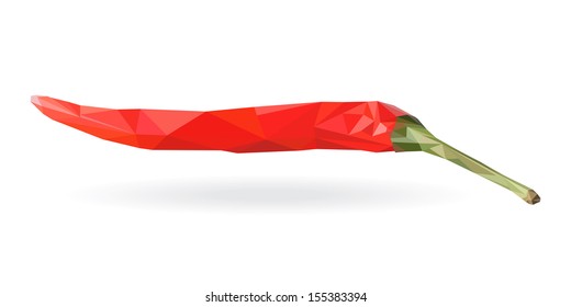 Abstract shaped polygon with a red chili pepper, illustration by vector design.