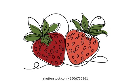 Abstract shaped strawberry . single line strawberry icon