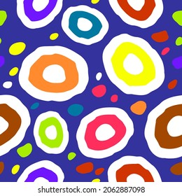 Abstract shapeless amoebas, elementary colored forms. Vector seamless and bright. Black background and some kind of germs.