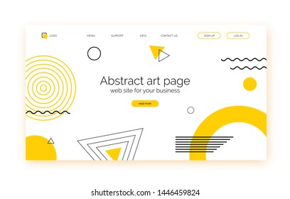 Abstract shapes background, banner for presentation, landing page, web site. Yellow and black color poster with text space, abstract futuristic shapes