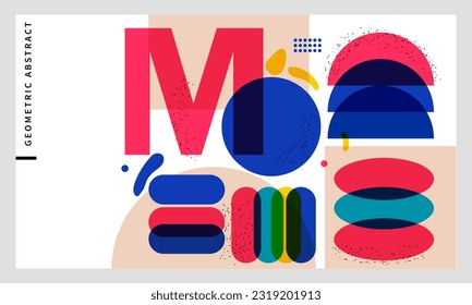 Pancarta de fondo de formas abstractas para promoción y publicidad de invitaciones digitales e impresas, ilustración de vectores de afiches de Risograph